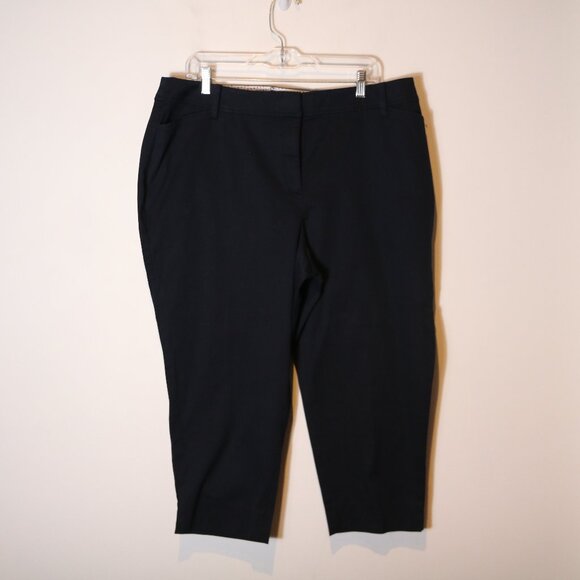 Talbots Perfect Crop Pant Womens 18WP Petite Navy Blue Slim Leg Stretch Classic - Picture 1 of 6